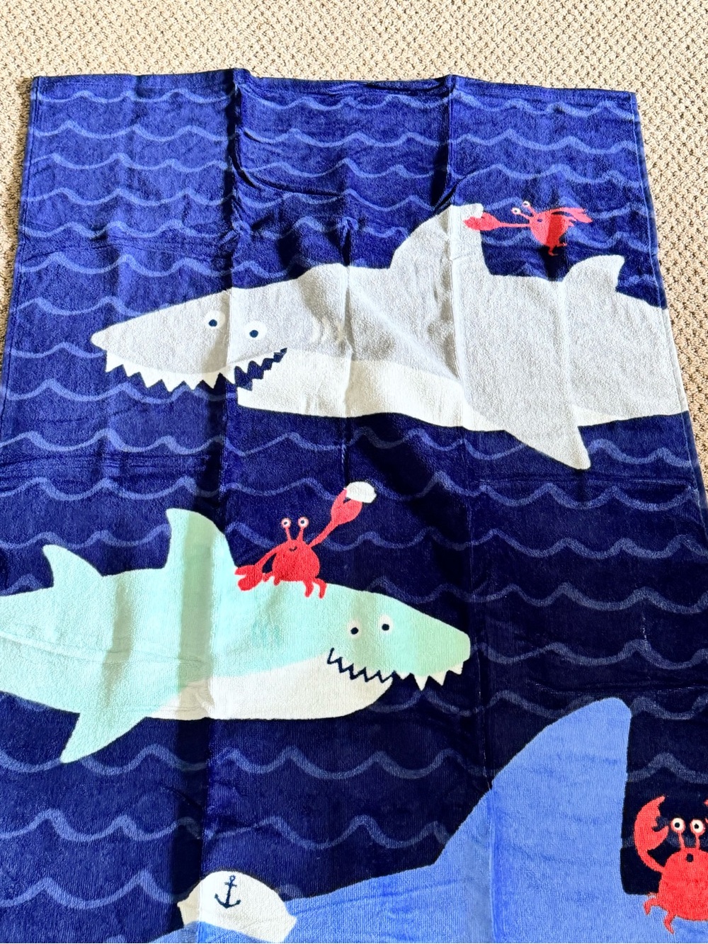 Pottery Barn Kids Light Gray Shark Bath Towel - Picture 3 of 5